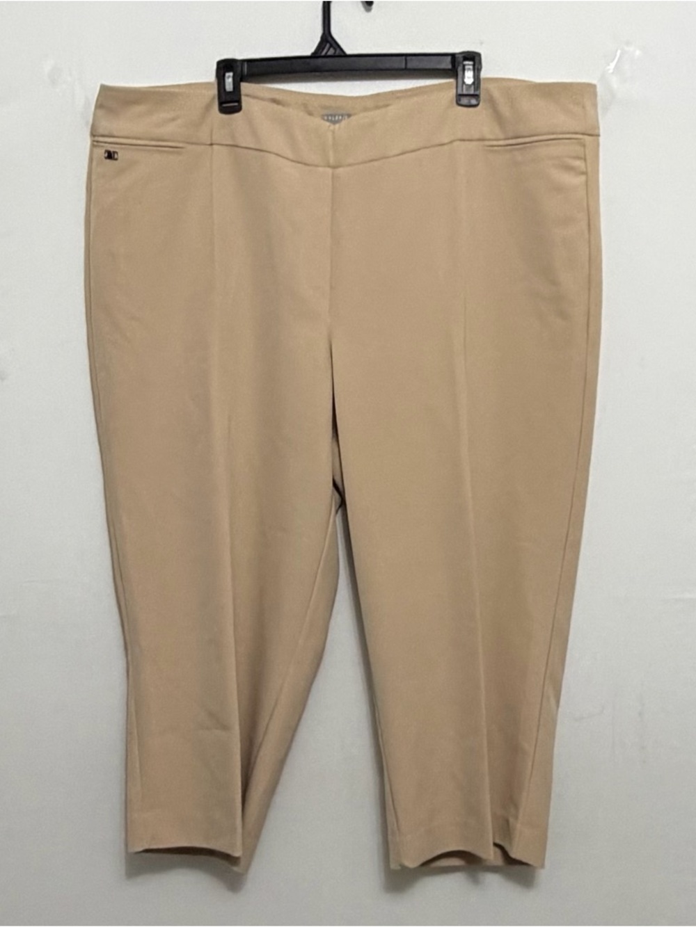 Valerie Stevens Plus Size 22W Cropped Dress Pants Beige Pull On Stretch(A521)✨